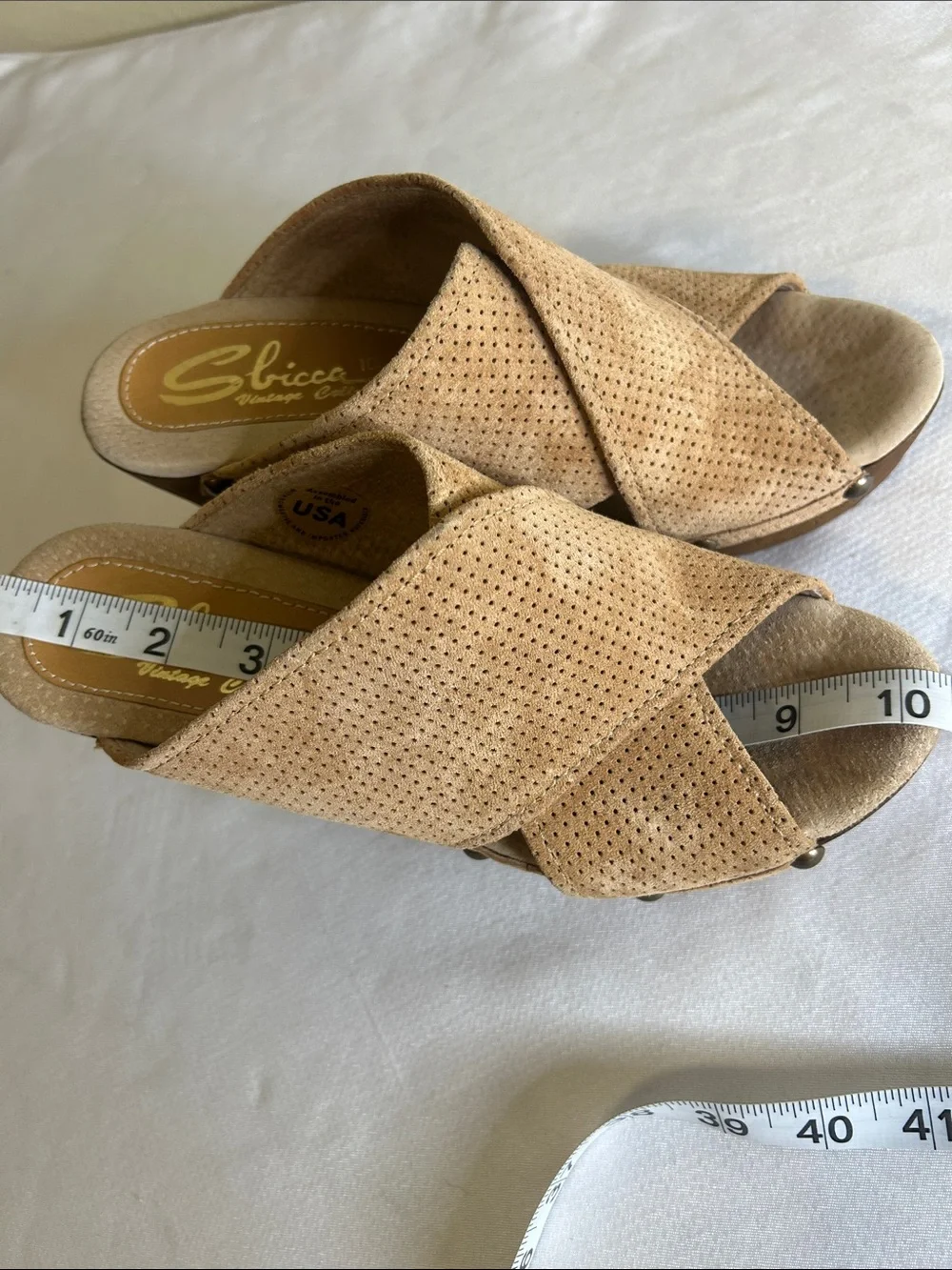 Sbicca Vintage Collection Suede Wedge Sandals Size 10M